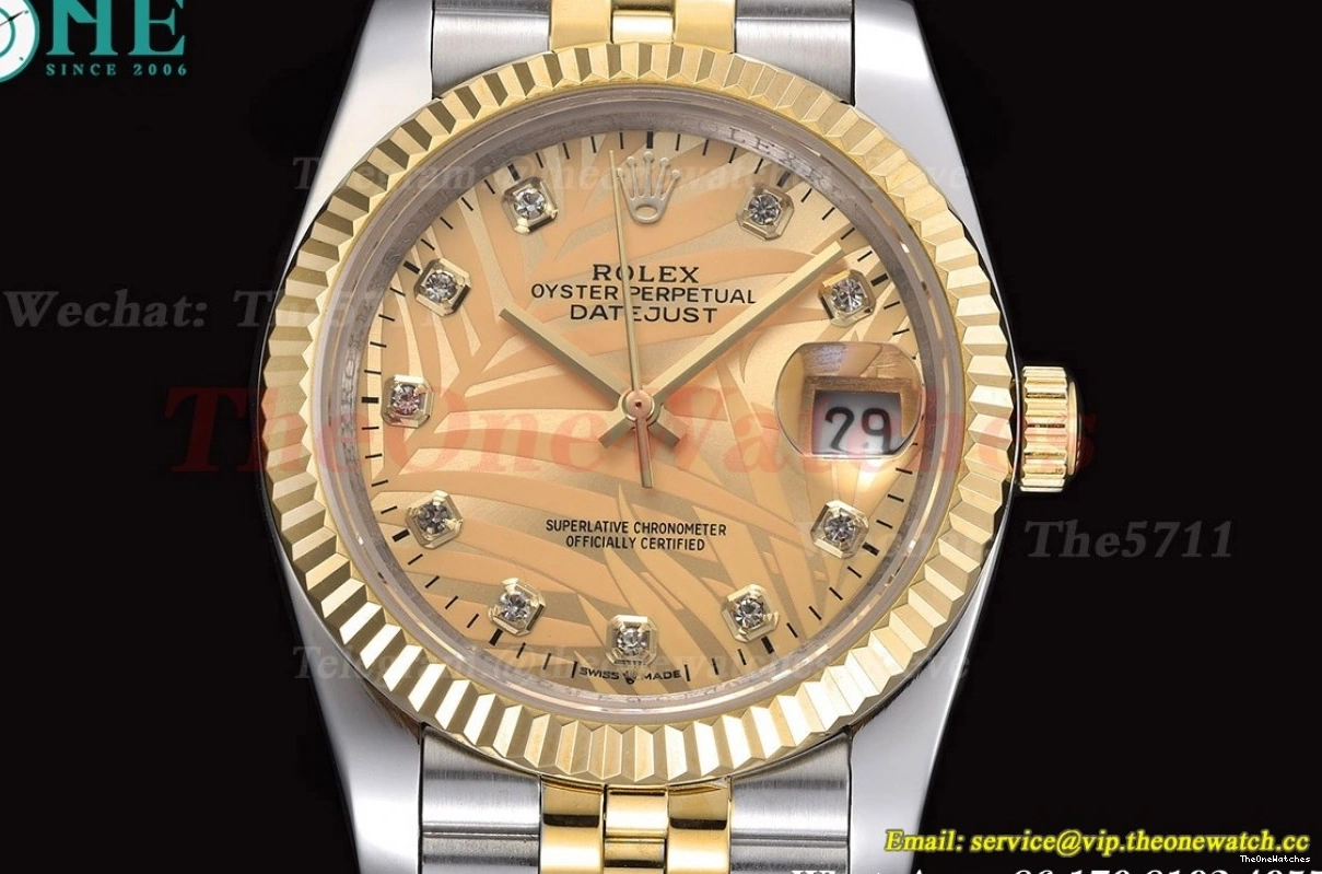 Jub Datejust Palm YG Dial SS GDF 126233 MY8215 Dia Motif 36mm 0122